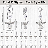 20Pcs Number Acrylic Beaded Pendant Locking Stitch Markers with Alloy Angel HJEW-SC00043-2