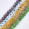 Handmade Evil Eye Lampwork Flat Round Bead Strands LAMP-L058-12mm-M-1