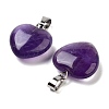 Natural Amethyst Charms HEAR-PW0001-057-37-3