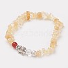 Natural Citrine(Dyed & Heated) Chips Stretch Bracelets BJEW-JB03718-03-1