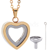 1Pc Stainless Steel Heart Pendant Urn Ashes Necklaces NJEW-CN0001-17G-1