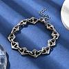 304 Stainless Steel Rhombus Link Chains Bracelets for Men & Women BJEW-D042-29P-3