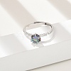 Rhodium Plated 925 Sterling Silver Moissanite Adjustable Rings for Women RJEW-U038-03P-2