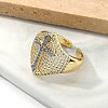 Brass Micro Pave Clear Cubic Zirconia Cuff Rings for Women RJEW-U041-05G-3