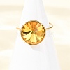 304 Stainless Steel with Glass Cuff Rings for Women RJEW-K309-41C-3