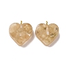 Transparent Resin Natural Yellow Quartz Dyed Chips Pendants G-E185-12G-11-2