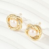 Brass Imitation Pearl Stud Earrings KK-D301-06G-1