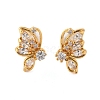 Butterfly Brass Micro Pave Clear Cubic Zirconia Stud Earrings EJEW-B131-01G-4