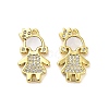 Brass Micro Pave Clear Cubic Zirconia Princess Connector Charms KK-K365-15A-G-1