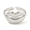 Non-Tarnish 304 Stainless Steel Lip Open Cuff Ring for Women RJEW-A043-20P-2