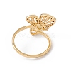 Clear Cubic Zirconia Butterfly with Enamel Evil Eye Open Cuff Ring RJEW-B043-16-2