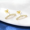 Clear Cubic Zirconia Curved Bar Stud Earrings EJEW-C023-07G-4