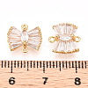 Brass Pave Clear Cubic Zirconia Connector Charms KK-N254-167G-3