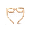 Brass Glasses Frame Open Cuff Ring for Women RJEW-F140-140KCG-2