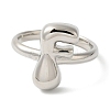 Initials Brass Open Cuff Ring for Women RJEW-N046-02F-P-2