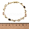 Leaf Brass Micro Pave Cubic Zirconia Link Chain Bracelets for Women BJEW-D455-01G-05-5