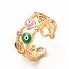Colorful Enamel Evil Eye Open Cuff Ring with Cubic Zirconia KK-A180-51G-1