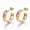 Brass Enamel Stud Earrings X-EJEW-T014-07G-NF-1