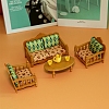 Plastic Sofa & Table & Teapot Miniature Ornament Sets PW-WGAC384-01-2