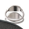 Textured Leaf 304 Stainless Steel Finger Ring for Women RJEW-L126-02B-P-4