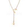 Alloy Cable Chain Moon & Star Lariat Necklaces for Women WG67D60-01-2