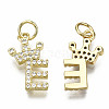 Brass Micro Pave Clear Cubic Zirconia Pendants KK-T013-07E-NF-1