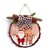 Christmas Wreath Wood Tartan Bowknot Hanging Welcome Sign XMAS-PW0001-285D-1