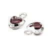 Heart Brass Glass Charms KK-S385-01S-09-2