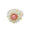 Flower Glass Seed Beaded Stretch Rings for Women RJEW-MZ00022-3