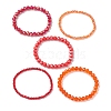 5Pcs 5 Styles Faceted Round Glass Beaded Stretch Bracelet Sets BJEW-JB10423-02-4