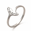 201 Stainless Steel Whale Tail Open Cuff Ring for Women RJEW-K239-01P-1-3