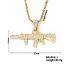 Trendy Hip-hop Alloy Crystal Rhinestone Box Chain Hand Gun Pendant Necklaces HH6714-1-1