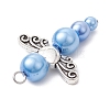 Pearlized Glass Pearl Bead Pendants PALLOY-JF03204-02-5