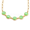 Brass Enamel Evil Eye Link Chain Necklaces NJEW-P256-02-3
