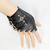 Right Side Punk Leather Cross with Skull Glove AJEW-O016-A01R-1
