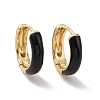 Black Enamel Hinged Hoop Earrings EJEW-C030-09G-1