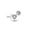 Heart 316L Surgical Stainless Steel Clear Cubic Zirconia 17 Gauge Threadless Labrets WGBD99E-08-1