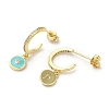 Ring & Evil Eye Real 18K Gold Plated Brass Stud Earrings EJEW-L268-037G-02-2