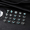 20Pcs Bohemian Style Alloy with Resin Cuff Rings FS-WG5AD72-01-1