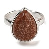 Synthetic Goldstone Teardrop Adjustable Rings RJEW-K371-08S-24-3