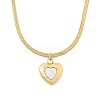 Ion Plating(IP) 304 Stainless Steel & Shell Heart Pendant Flat Snake Chain Necklaces for Women NJEW-F328-07G-1