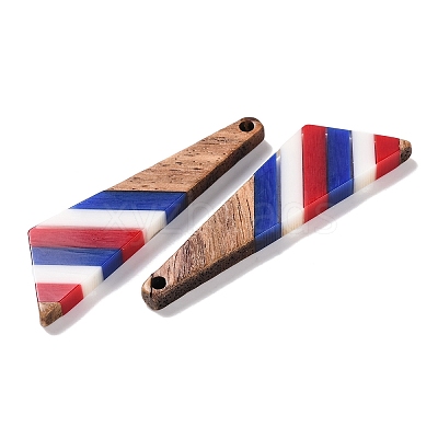 Independence Day Opaque Striped Resin & Walnut Wood Pendants RESI-U010-02F-1
