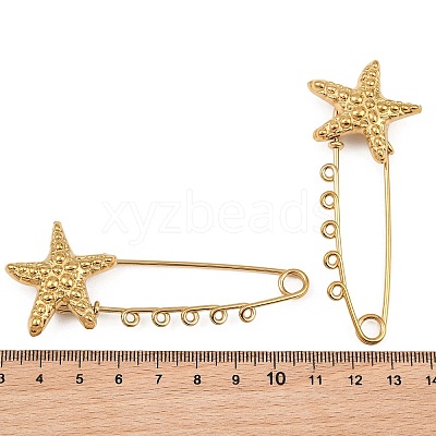 Starfish 304 Stainless Steel Safety Pins Brooch Findings SA-CBA098D-16D-G05-1