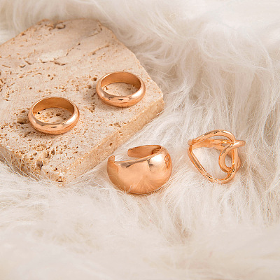 4Pcs Alloy Finger Rings Sets WG7802C-18-1