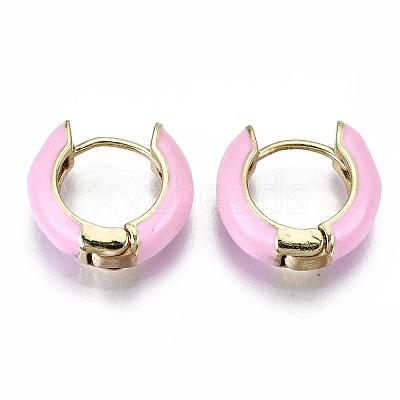 Brass Huggie Hoop Earrings EJEW-S209-01E-1