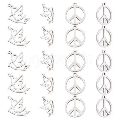 28Pcs 2Style 201 Stainless Steel Pendants STAS-UN0035-30-1