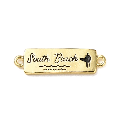 Beach Theme Rack Plating Brass Rectangle Connector Charms KK-P261-08D-G08-1