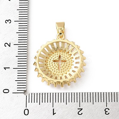 Brass Micro Pave Clear Cubic Zirconia Pendants SH-CBA03AF-14C-G-1
