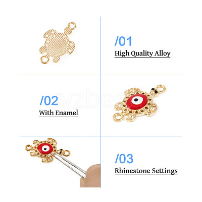 12Pcs 6 Colors Alloy Enamel Connector Rhinestone Settings FIND-TA0004-85-1