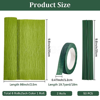 6 Rolls 6 Colors Handmade Crepe Paper DIY-CP0012-89B-1